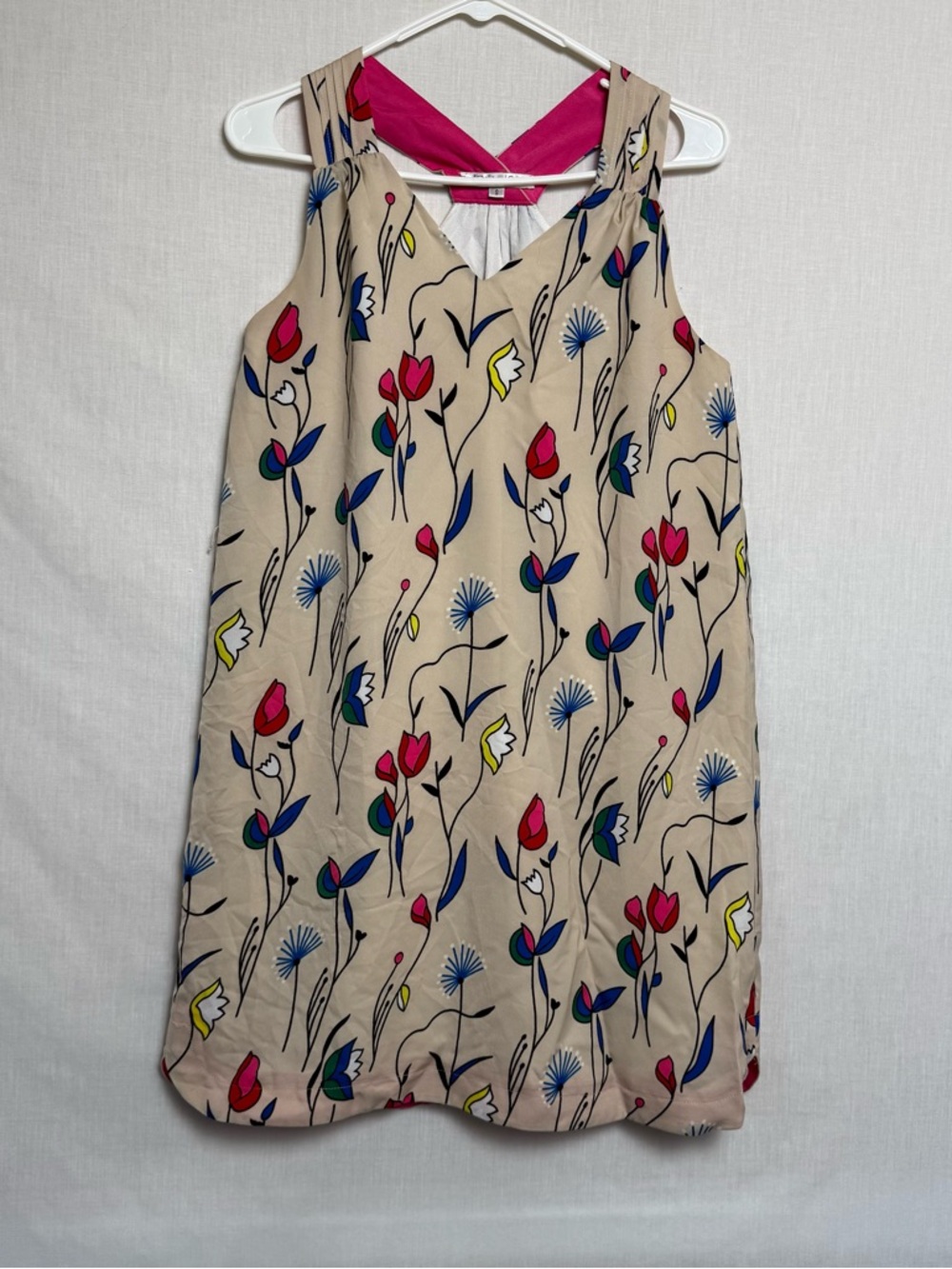 Joy Joy Floral Sleeveless Shift Dress Size Small Pink Lined Racerback